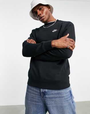 Sudadera negra con cuello redondo Club de Nike | ASOS