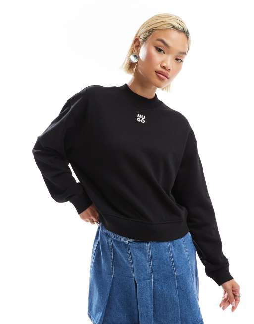 Sudadera negra con cuello redondo Daxandria de HUGO Red