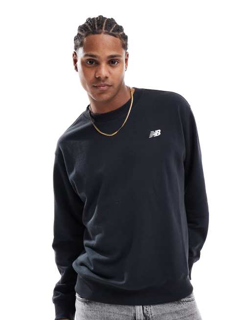 Sudadera negra con cuello redondo de felpa de rizo Sport Essentials de New Balance