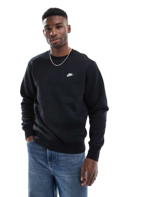 Sudadera negra con cuello redondo de Nike Club