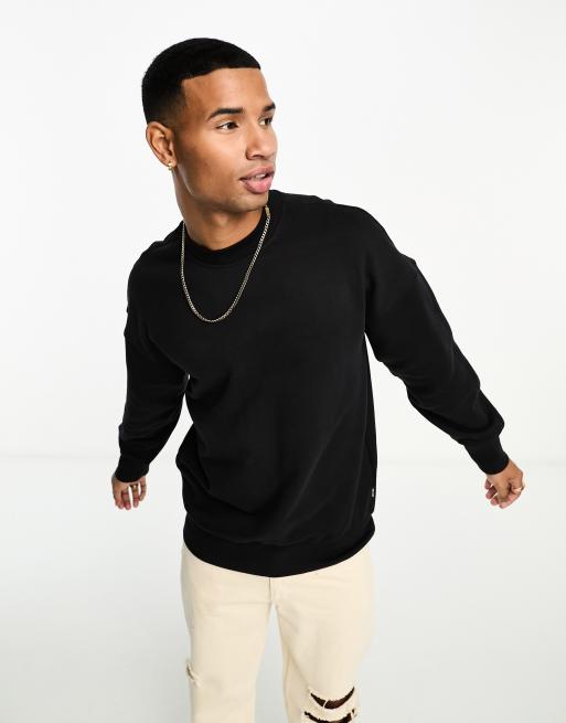 Sudadera negra con cuello redondo de punto grueso de Only & Sons