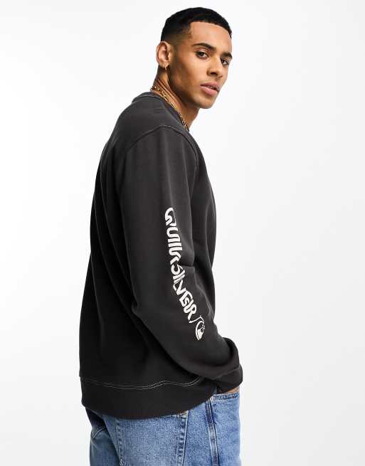 Sudadera negra con cuello redondo de Quiksilver ASOS - Main Image