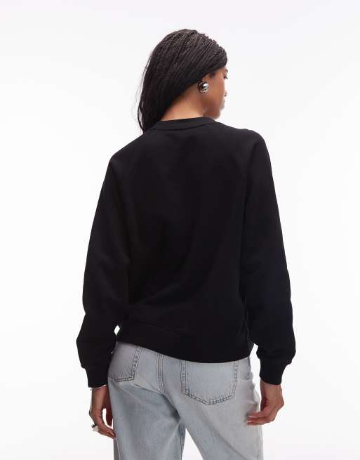 Sudadera negra con cuello redondo de tejido rizado suave de ARKET, 4 de 4