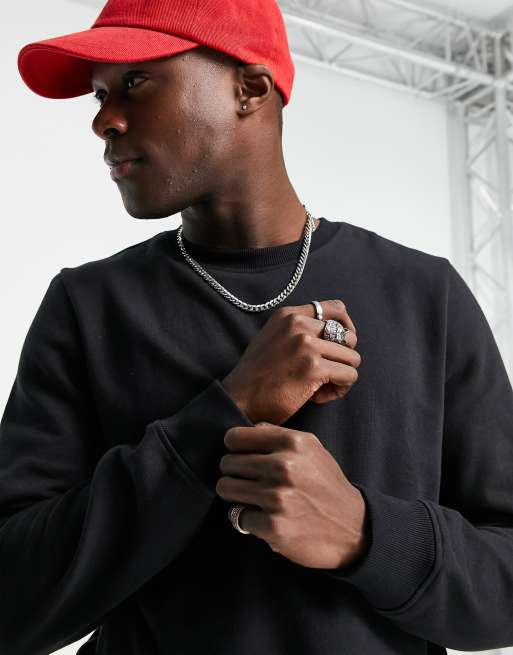 Sudadera negra con cuello redondo de Threadbare