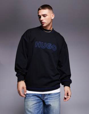 Sudadera negra con cuello redondo Nitlogolong de HUGO Blue - view 1