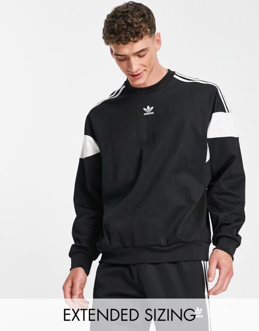 Garantizar Eso principal Sudadera negra con cuello redondo y diseño lineal Adicolor Classics de  adidas Originals | ASOS