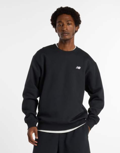 Sudadera negra con cuello redondo y gráfico de felpa Linear de New Balance - view 1