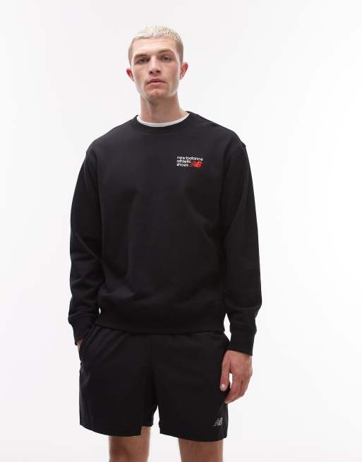 Sudadera negra con cuello redondo y logo premium Athletics de New Balance