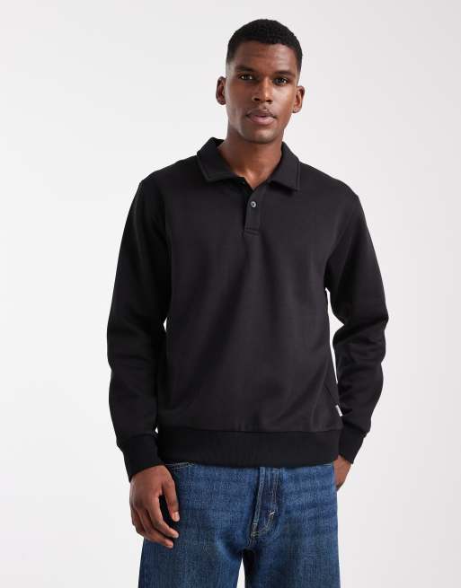 Sudadera negra con cuello tipo polo de JJ Rebel