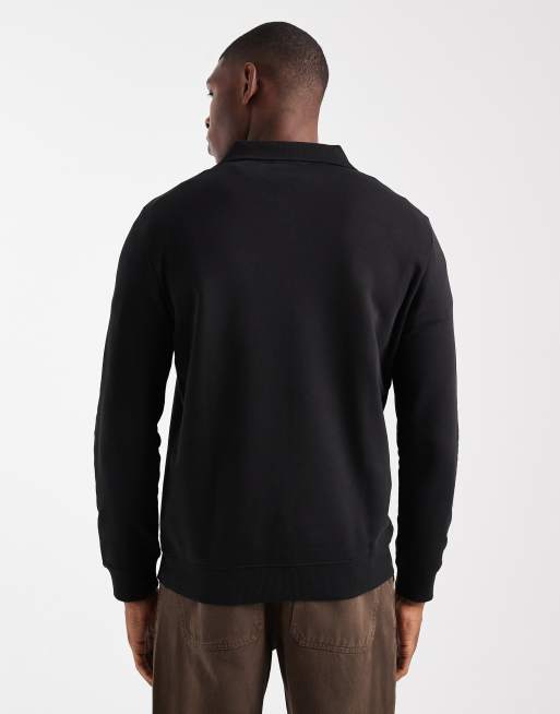 Sudadera negra con cuello tipo polo y cremallera corta de New Look, 3 de 5