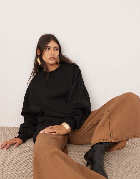 Sudadera negra con detalle de costuras de tejido grueso premium de ASOS EDITION - view 1