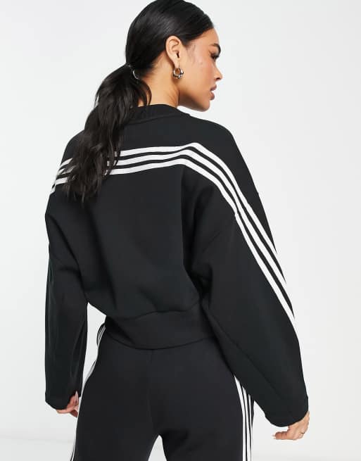 Sudadera negra con diseño de 3 rayas Future Icons de adidas Sportswear, 2 de 4
