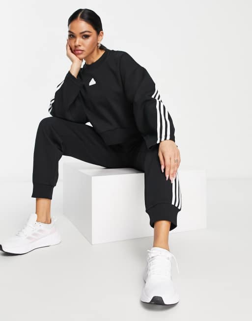 Sudadera negra con diseño de 3 rayas Future Icons de adidas Sportswear, 3 de 4