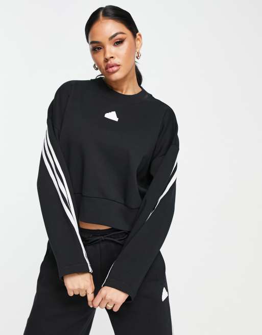 Sudadera negra con diseño de 3 rayas Future Icons de adidas Sportswear, 4 de 4