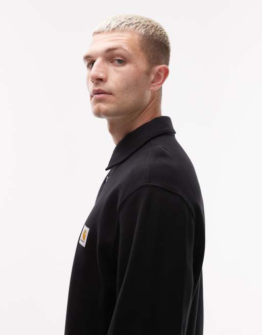 Sudadera negra con diseño estilo polo de Carhartt WIP, 4 de 5