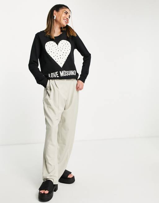 Sudadera negra con estampado de corazón pequeño y logo de Love Moschino, 4 de 4