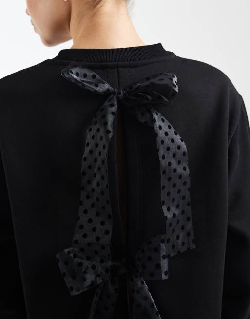 Sudadera negra con lazo en la espalda de Miss Selfridge, 4 de 4
