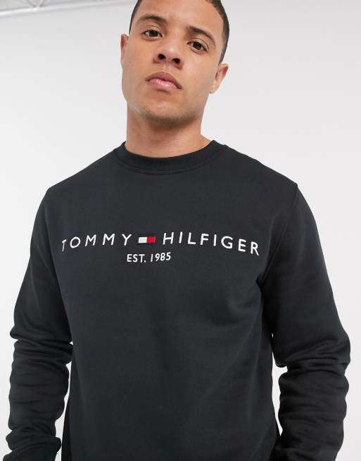 Derecho Todopoderoso Sicilia Sudadera negra con logo clásico de Tommy Hilfiger | ASOS