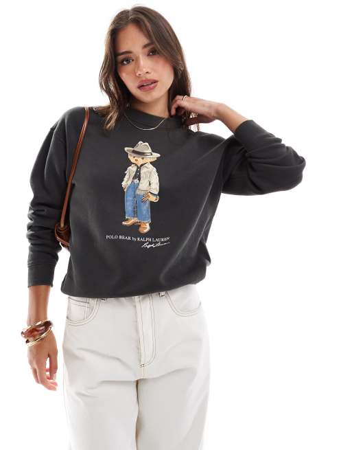 Sudadera negra con logo de oso de Polo Ralph Lauren