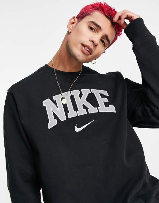 Sudadera negra con logo de tejido grueso Retro de Nike