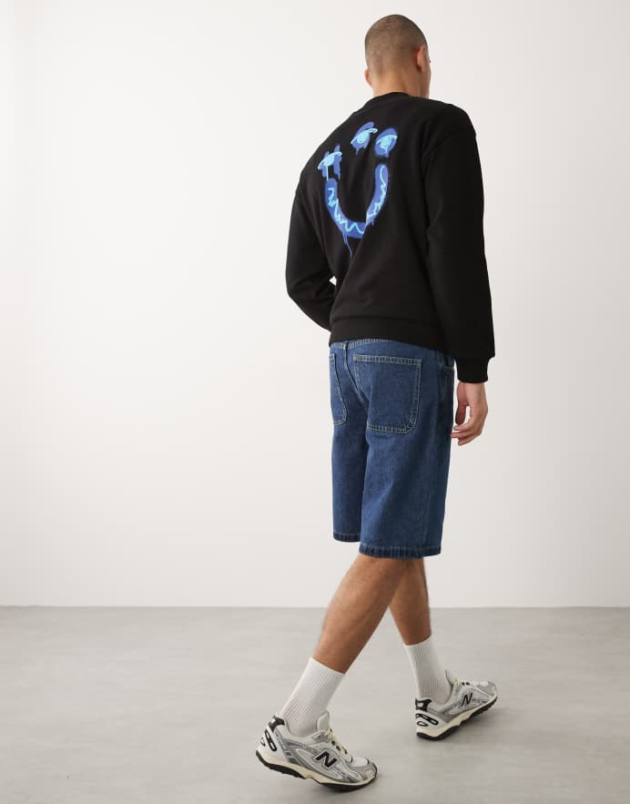 Hugo Blue Sudadera negra con logo en el pecho de