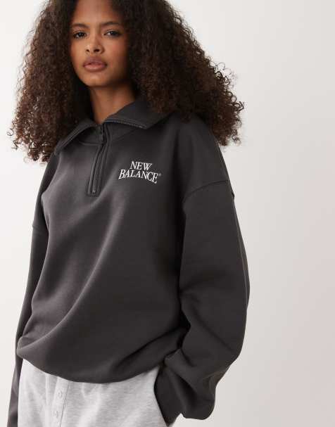 Sudadera negra con media cremallera de felpa Trackside de New Balance - view 1