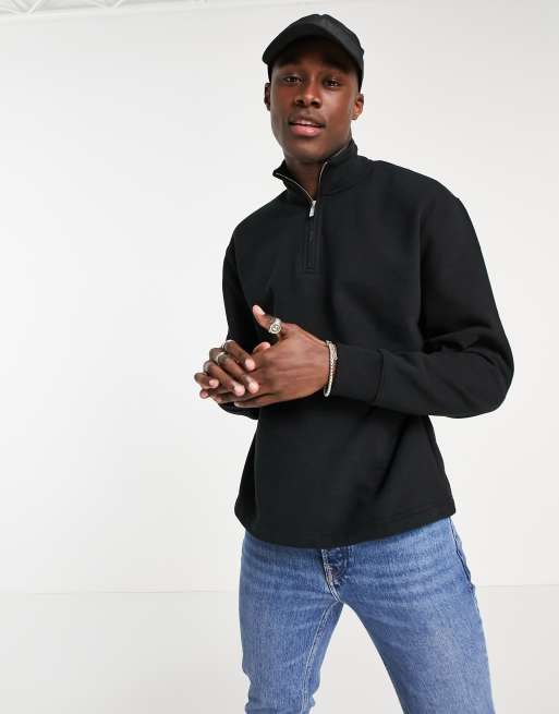 Sudadera negra con media cremallera de Topman (parte de un conjunto)