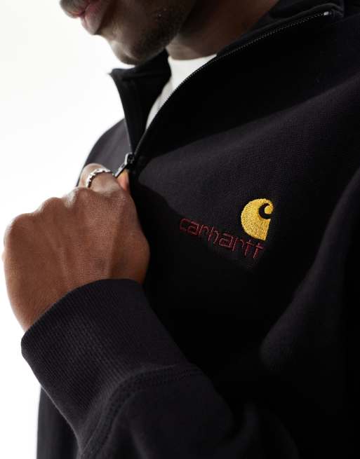 Sudadera negra con media cremallera y logo de texto American de Carhartt WIP, 2 de 4