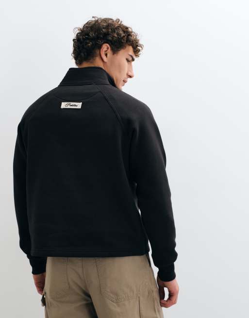 Sudadera negra con media cremallera y logo en letras, 5 de 5