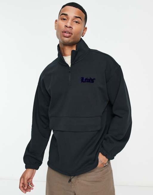 Sudadera negra con media cremallera y logo pequeño de Levi's