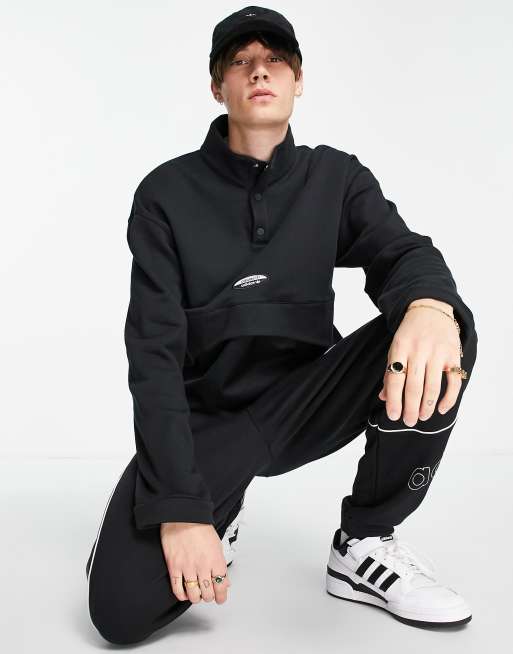 Sudadera negra con panel a contraste sin cierres RYV de adidas Originals ASOS