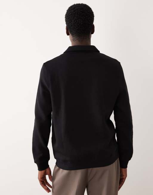 Sudadera negra con solapas y cremallera corta de ASOS DESIGN, 3 de 5