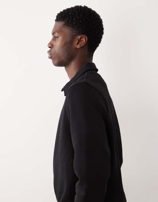Sudadera negra con solapas y cremallera corta de ASOS DESIGN, 4 de 5