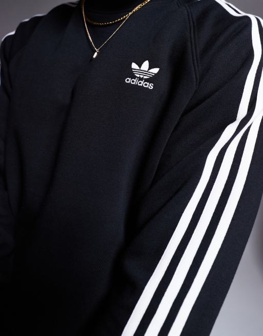 Sudadera negra con tres rayas adicolor de Adidas Originals ASOS