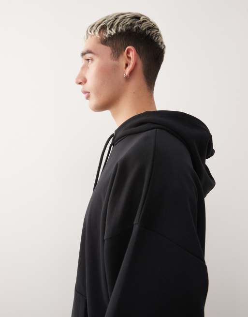 Sudadera negra de corte cuadrado con capucha de COLLUSION, 4 de 5