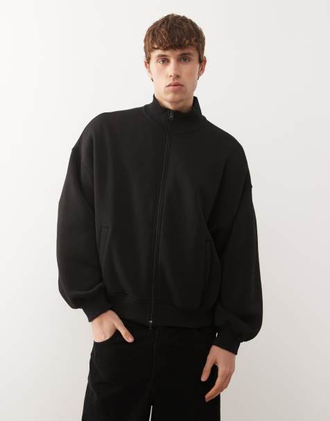 Sudadera negra de corte cuadrado con cuello alzado y cremallera de COLLUSION - view 1