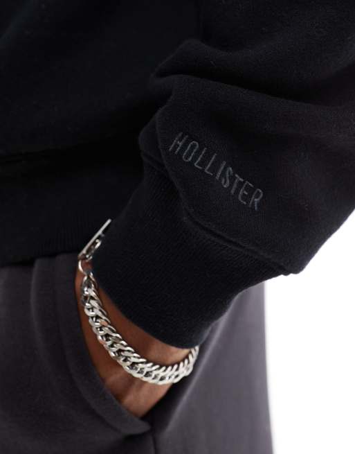 Sudadera negra de corte cuadrado con cuello redondo de Hollister, 3 de 4