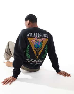 Sudadera negra de corte cuadrado con estampado gráfico trasero "Leisure" de Hollister - view 1