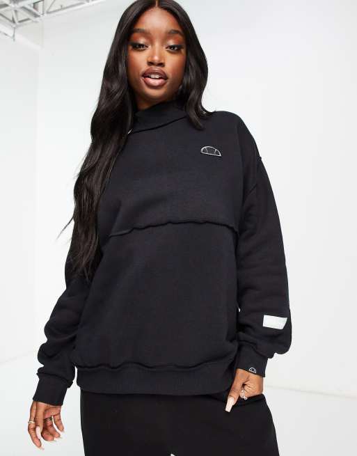 Sudadera negra de corte cuadrado de ellesse