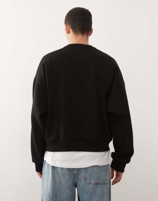 Sudadera negra de corte cuadrado extragrande con logo gráfico de COLLUSION, 3 de 5