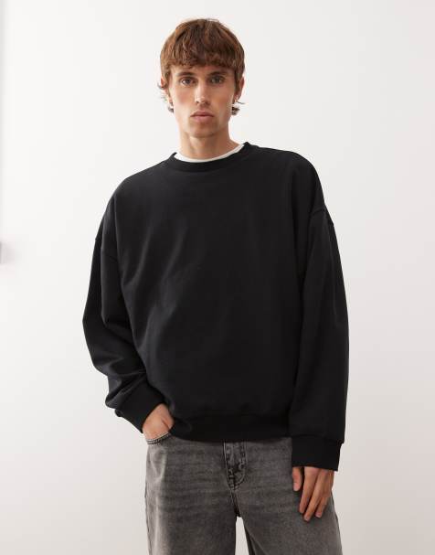 Sudadera negra de corte cuadrado extragrande Essentials de COLLUSION - view 1