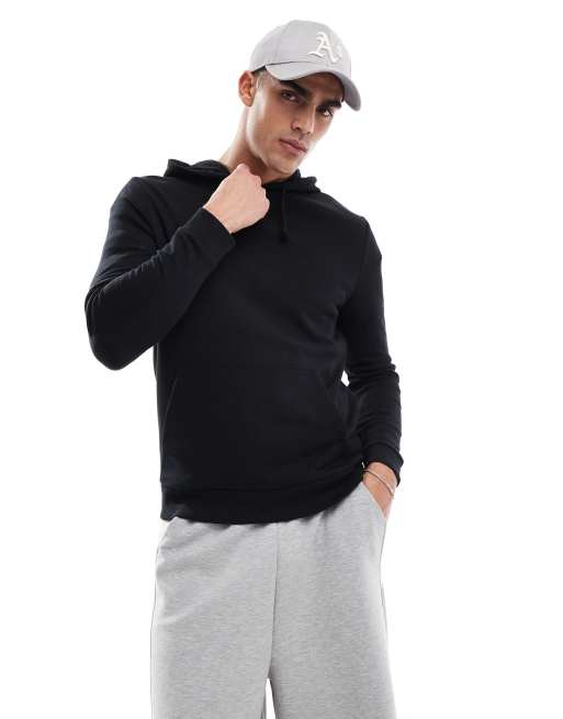 Sudadera negra de corte estándar con capucha de ASOS DESIGN