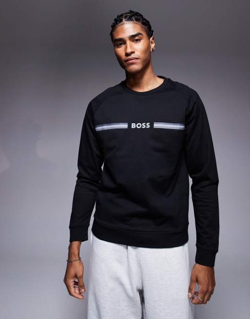 Sudadera negra de corte estándar con logo de raya Authentic de BOSS Bodywear, 2 de 4