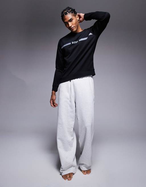 Sudadera negra de corte estándar con logo de raya Authentic de BOSS Bodywear, 4 de 4