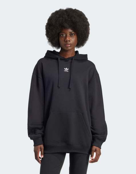 Sudadera negra de corte suelto con capucha de felpa rizada Essentials de adidas Originals - view 1