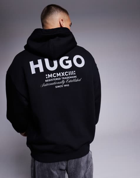 Sudadera negra de corte suelto con capucha y logo Nazardo de HUGO BLUE - view 1