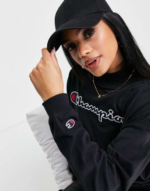 Sudadera champion negra online mujer