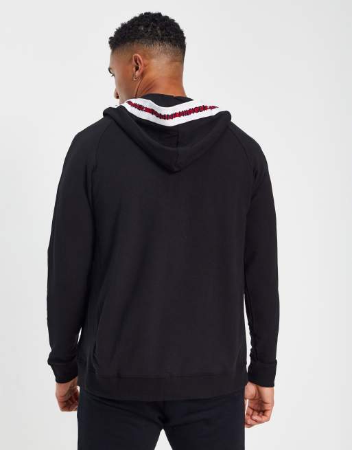 Sudadera negra de estar por casa con capucha y cinta del logo de Tommy Hilfiger , 4 de 4