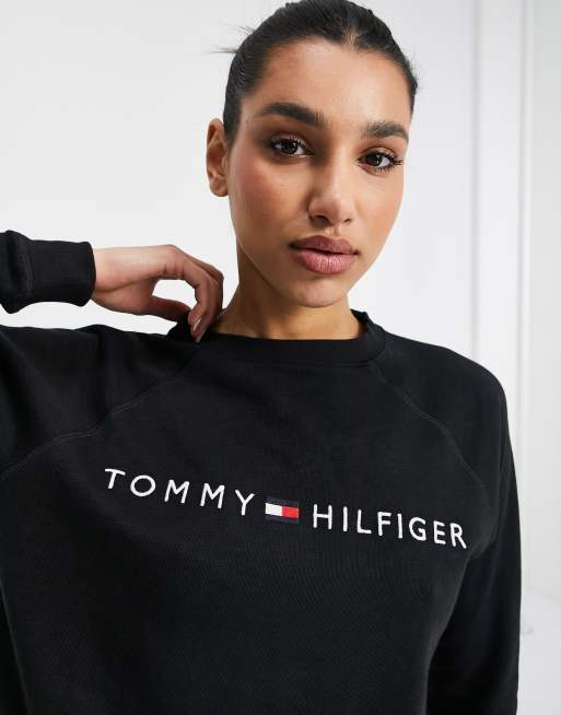 Sudadera negra de estar por casa de algodón de Tommy Hilfiger - BLACK