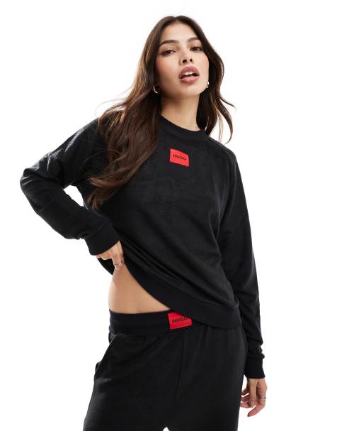 Sudadera negra de felpa tipo peluche Snoozie de HUGO Bodywear (parte de un conjunto) - view 1